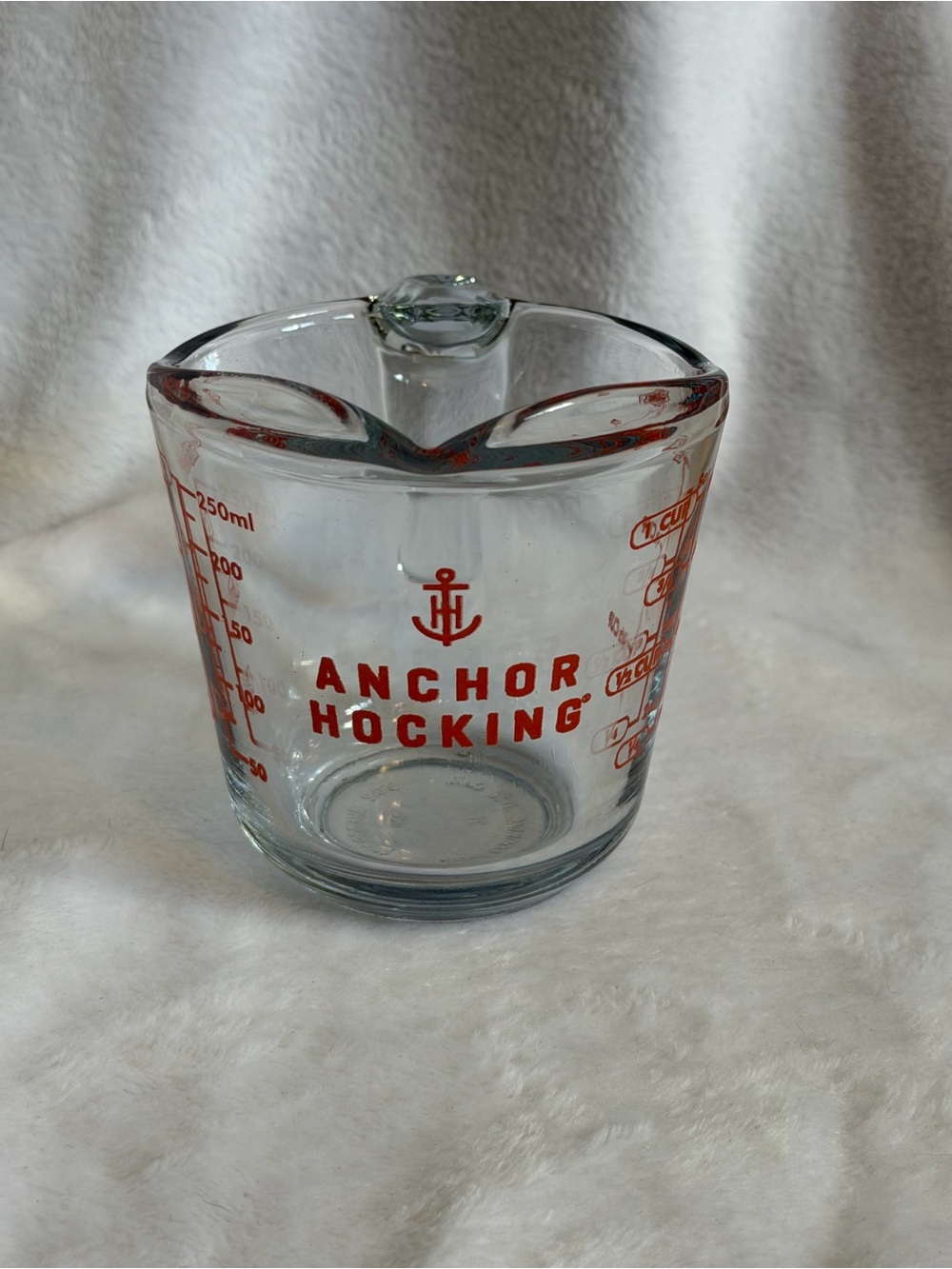 Anchor Hocking 8 oz. One Cup Glass Measuring Cup Red Lettering